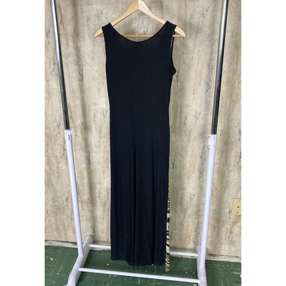 Venus Boho Animal Print Tank Maxi Dress Size Small Stretch Knit Black & Tan - Picture 3 of 11